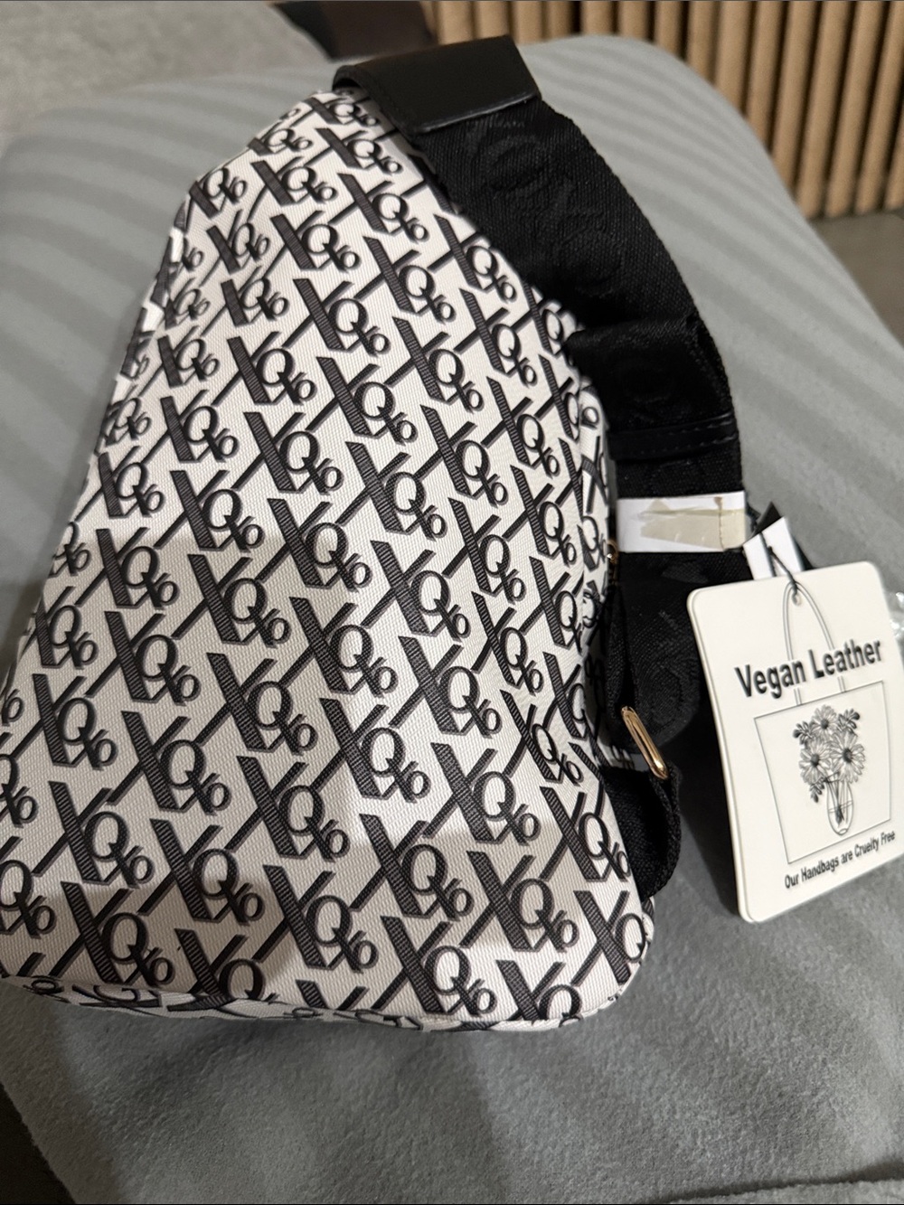 XOXO Black & White Crossbody Bag with Logo Monogram